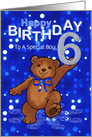 6th Birthday Dancing Teddy Bear for Boy, Custom Text card