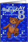 8th Birthday Dancing Teddy Bear for Boy, Custom Text card