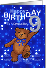 9th Birthday Dancing Teddy Bear for Boy, Custom Text card