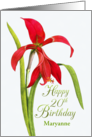 Jubilant Red Lily 20th Birthday Wishes, Custom Name card