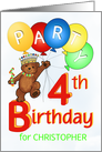 Royal Teddy Bear 4th Birthday Party Invitation, Custom Name card