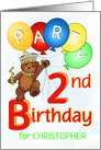 Royal Teddy Bear 2nd Birthday Party Invitation, Custom Name card