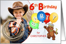 Royal Teddy Bear 6th Birthday Party Invitation, Custom Photo card