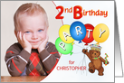 Royal Teddy Bear 2nd Birthday Party Invitation, Custom Photo card