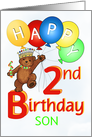 Happy 2nd Birthday Royal Teddy Bear for Son card