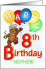 Happy 8th Birthday Royal Teddy Bear for Nephew card