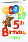 Happy 5th Birthday Royal Teddy Bear for Nephew card