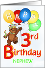 Happy 3rd Birthday Royal Teddy Bear for Nephew card