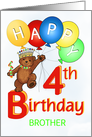 Happy 4th Birthday Royal Teddy Bear Brother card