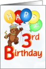 Happy 3rd Birthday Royal Teddy Bear Godson card