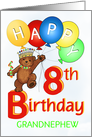 Happy 8th Birthday Royal Bear Grandnephew card