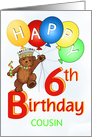 Happy 6th Birthday Royal Bear Cousin card