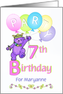 Princess Bear 7th Birthday Party Invitation, Custom Name card