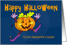 Cousin Happy Halloween Smiling Pumpkin card