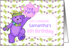 Teddy Bear 8th Birthday Tea Party Invitation, Custom Name card