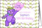 Teddy Bear 5th Birthday Tea Party Invitation, Custom Name card