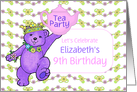 Teddy Bear 9th Birthday Tea Party Invitation, Custom Name card