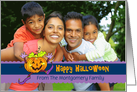 Happy Halloween Smiling Pumpkin, Custom Photo card