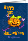 First Halloween Happy Pumpkin, Custom Name card