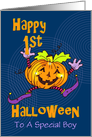 Boy First Halloween Happy Pumpkin card