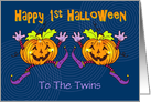 Twins First Halloween Happy Pumpkins card