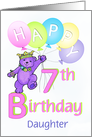 Daughter 7th Birthday Teddy Bear Princess card