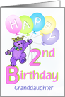 Granddaughter 2nd Birthday Teddy Bear Princess card