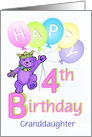 Granddaughter 4th Birthday Teddy Bear Princess card