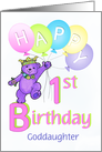 Goddaughter 1st Birthday Teddy Bear Princess card