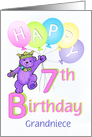Grandniece 7th Birthday Teddy Bear Princess card