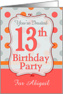 Polka-dotted Fun 13th Birthday Party Invitation with Custom Name card