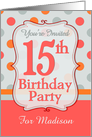 Polka-dotted Fun 15th Birthday Party Invitation with Custom Name card