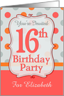 Polka-dotted Fun 16th Birthday Party Invitation with Custom Name card