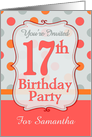 Polka-dotted Fun 17th Birthday Party Invitation with Custom Name card