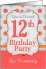 Polka-dotted Fun 12th Birthday Party Invitation with Custom Name card