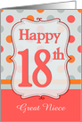 Great Niece18th Birthday Polka dots card