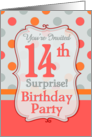 Polka-dotted Fun 14th Birthday Surprise Party Invitation card