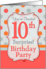 Polka-dotted Fun 10th Birthday Surprise Party Invitation card