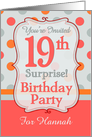 Polka-dotted Fun 19th Birthday Surprise Party Invitation, Custom Name card