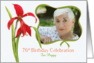 Lovely Red Lily 76th Birthday Party Invitation, Custom Photo and Name card