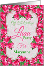 Off To College Luau Party With Hibiscus Flowers and Custom Name card