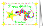 Grandson 7th Birthday Rainbow Salamander card