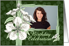 Birthday Party Invitation Photo Card Pretty White Flowers card