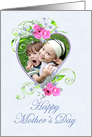 Mother’s Day Photo Card Pink Flower Heart card