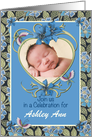 Baby Girl Shower Photo Invitation, Flowers and Butterflies card