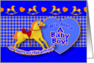 Baby Boy Adoption Announcement Rocking Horse card