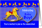Baby Shower Invitation for Boy, Delightful Golden Rocking Horse card