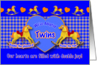 Twins Adoption Announcement Rocking Horse card