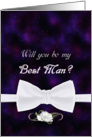Will You Be My Best Man Elegant White Bow Tie card