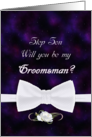 Step Son, Be My Groomsman Elegant White Bow Tie card